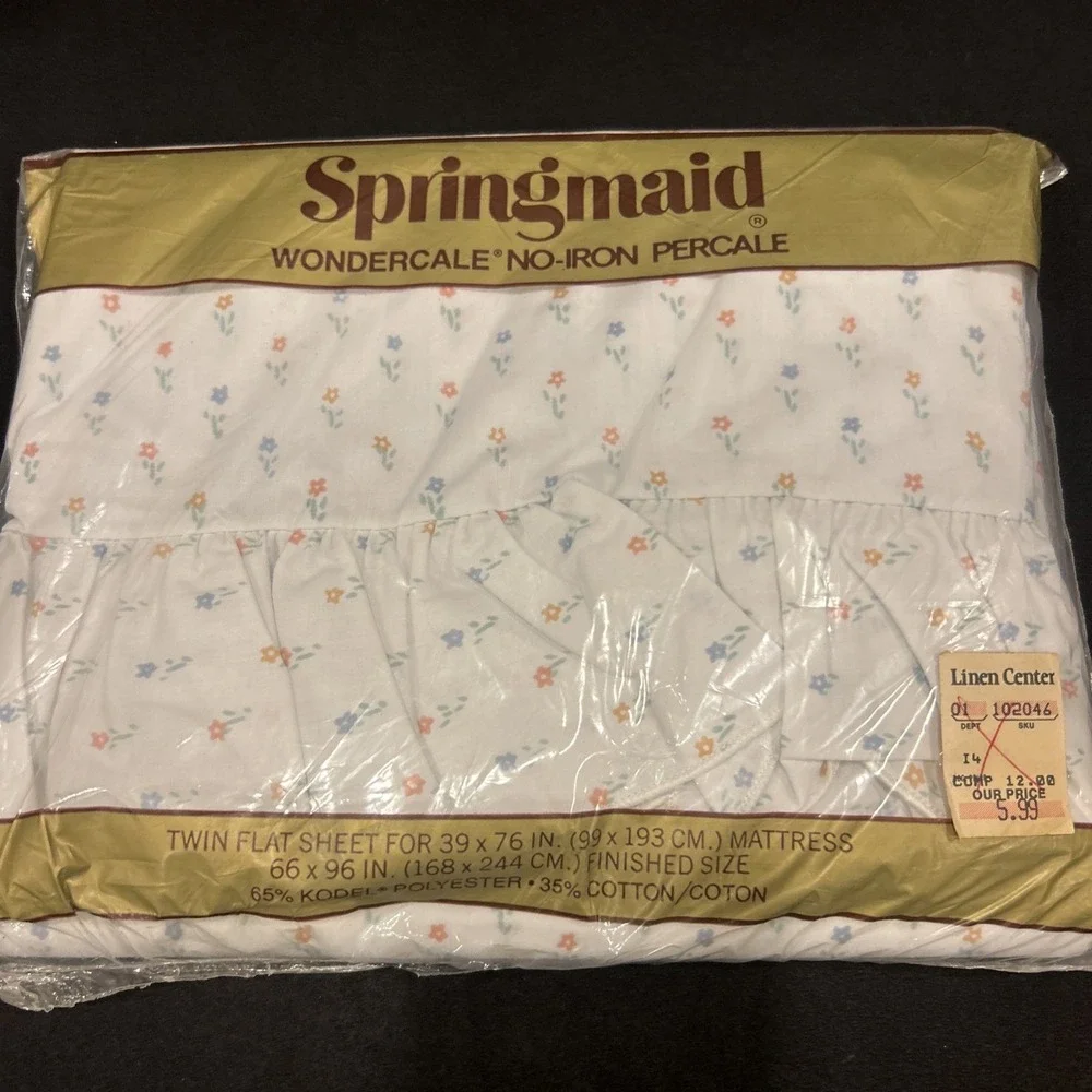 New Vintage‎ SPRINGMAID Wondercale Country Gear Field Flower Twin Flat Sheet